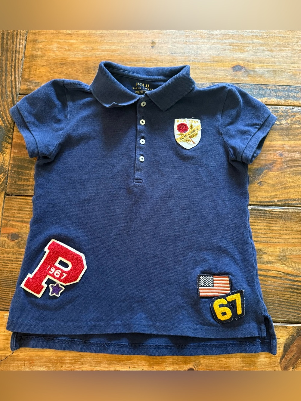 POLO Ralph Lauren Girls Short Sleeve Top Logo Appliqué Embroidered 8-10  Medium.